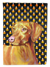 Load image into Gallery viewer, Vizsla Candy Corn Halloween Portrait Garden Flag – Decorative Outdoor Yard Flag