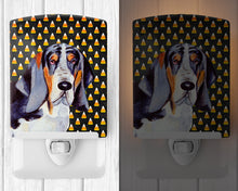 Load image into Gallery viewer, Basset Hound Candy Corn Halloween Portrait Ceramic Night Light LH9068CNL