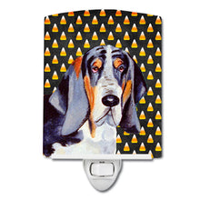 Load image into Gallery viewer, Basset Hound Candy Corn Halloween Portrait Ceramic Night Light LH9068CNL