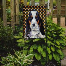 Load image into Gallery viewer, Basset Hound Candy Corn Halloween Portrait Garden Flag – Decorative Outdoor Yard Flag