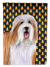 Load image into Gallery viewer, Bearded Collie Candy Corn Halloween Portrait Garden Flag – Decorative Outdoor Yard Flag