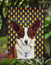Load image into Gallery viewer, Corgi Candy Corn Halloween Portrait Garden Flag – Decorative Outdoor Yard Flag