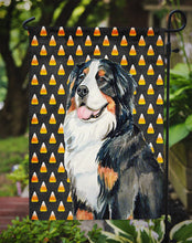 Load image into Gallery viewer, Bernese Mountain Dog Candy Corn Halloween Portrait Garden Flag – Decorative Outdoor Yard Flag