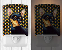 Load image into Gallery viewer, Min Pin Candy Corn Halloween Portrait Ceramic Night Light LH9076CNL