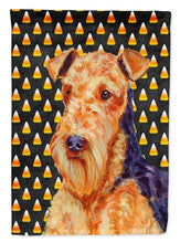 Load image into Gallery viewer, Airedale Candy Corn Halloween Portrait Flag Canvas House Size