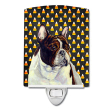 Load image into Gallery viewer, French Bulldog Candy Corn Halloween Portrait Ceramic Night Light LH9078CNL