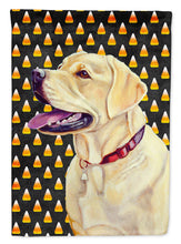 Load image into Gallery viewer, Labrador Yellow Candy Corn Halloween Portrait Garden Flag – Decorative Outdoor Yard Flag