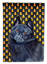 Load image into Gallery viewer, Schipperke Candy Corn Halloween Portrait Flag Canvas House Size