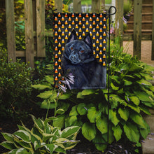 Load image into Gallery viewer, Schipperke Candy Corn Halloween Portrait Garden Flag – Decorative Outdoor Yard Flag