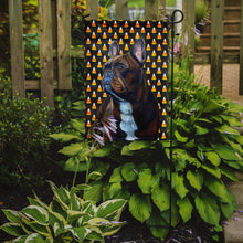 Load image into Gallery viewer, French Bulldog Candy Corn Halloween Portrait Garden Flag – Decorative Outdoor Yard Flag