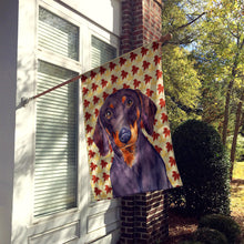 Load image into Gallery viewer, Dachshund Fall Leaves Portrait Flag Canvas House Size