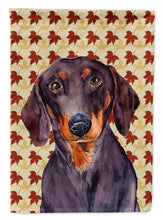 Load image into Gallery viewer, Dachshund Fall Leaves Portrait Flag Canvas House Size