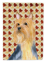 Load image into Gallery viewer, Silky Terrier Fall Leaves Portrait Flag Canvas House Size