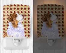 Load image into Gallery viewer, Australian Shepherd Fall Leaves Portrait Ceramic Night Light LH9093CNL