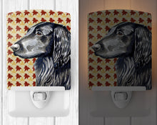 Load image into Gallery viewer, Flat Coated Retriever Fall Leaves Portrait Ceramic Night Light LH9096CNL