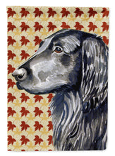 Load image into Gallery viewer, Flat Coated Retriever Fall Leaves Portrait Garden Flag – Decorative Outdoor Yard Flag