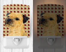Load image into Gallery viewer, Border Terrier Fall Leaves Portrait Ceramic Night Light LH9098CNL