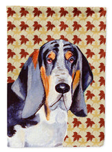 Load image into Gallery viewer, Basset Hound Fall Leaves Portrait Flag Canvas House Size