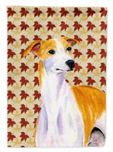 Load image into Gallery viewer, Whippet Fall Leaves Portrait Flag Canvas House Size