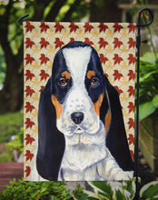 Load image into Gallery viewer, Basset Hound Fall Leaves Portrait Garden Flag – Decorative Outdoor Yard Flag