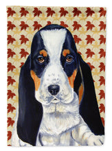 Load image into Gallery viewer, Basset Hound Fall Leaves Portrait Garden Flag – Decorative Outdoor Yard Flag