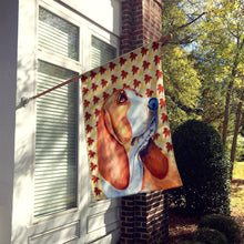 Load image into Gallery viewer, Basset Hound Fall Leaves Portrait Flag Canvas House Size