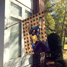 Load image into Gallery viewer, Min Pin Fall Leaves Portrait Flag Canvas House Size