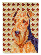 Load image into Gallery viewer, Airedale Fall Leaves Portrait Garden Flag – Decorative Outdoor Yard Flag