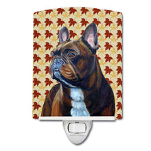 Load image into Gallery viewer, French Bulldog Fall Leaves Portrait Ceramic Night Light LH9115CNL