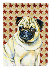 Load image into Gallery viewer, Pug Fall Leaves Portrait Flag Canvas House Size