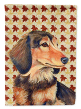 Load image into Gallery viewer, Dachshund Fall Leaves Portrait Flag Canvas House Size