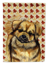 Load image into Gallery viewer, Tibetan Spaniel Fall Leaves Portrait Garden Flag – Decorative Outdoor Yard Flag