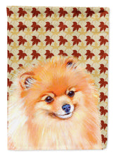 Load image into Gallery viewer, Pomeranian Fall Leaves Portrait Flag Canvas House Size