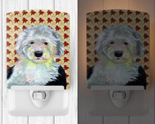 Load image into Gallery viewer, Old English Sheepdog Fall Leaves Portrait Ceramic Night Light LH9126CNL
