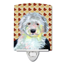 Load image into Gallery viewer, Old English Sheepdog Fall Leaves Portrait Ceramic Night Light LH9126CNL