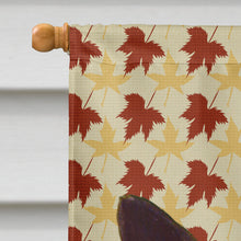 Load image into Gallery viewer, Norwegian Elkhound Fall Leaves Portrait Flag Canvas House Size