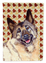 Load image into Gallery viewer, Norwegian Elkhound Fall Leaves Portrait Flag Canvas House Size