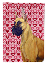 Load image into Gallery viewer, Great Dane Hearts Love and Valentine's Day Portrait Garden Flag – Decorative Outdoor Yard Flag