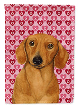 Load image into Gallery viewer, Dachshund Hearts Love and Valentine's Day Portrait Garden Flag – Decorative Outdoor Yard Flag