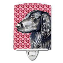 Load image into Gallery viewer, Flat Coated Retriever Hearts Love and Valentine's Day Portrait Ceramic Night Light LH9141CNL