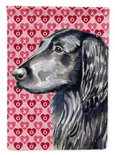 Load image into Gallery viewer, Flat Coated Retriever Hearts Love and Valentine's Day Portrait Garden Flag – Decorative Outdoor Yard Flag