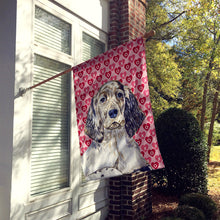 Load image into Gallery viewer, English Setter Hearts Love and Valentine's Day Portrait Flag Canvas House Size