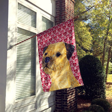 Load image into Gallery viewer, Border Terrier Hearts Love and Valentine's Day Portrait Flag Canvas House Size