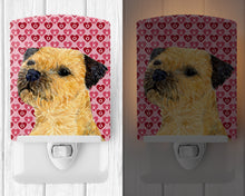 Load image into Gallery viewer, Border Terrier Hearts Love and Valentine's Day Portrait Ceramic Night Light LH9143CNL