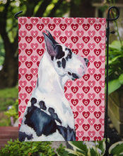 Load image into Gallery viewer, Great Dane Hearts Love and Valentine's Day Portrait Garden Flag – Decorative Outdoor Yard Flag