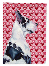 Load image into Gallery viewer, Great Dane Hearts Love and Valentine's Day Portrait Garden Flag – Decorative Outdoor Yard Flag