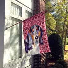 Load image into Gallery viewer, Basset Hound Hearts Love and Valentine's Day Portrait Flag Canvas House Size