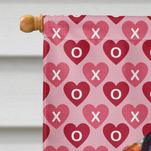 Load image into Gallery viewer, Basset Hound Hearts Love and Valentine's Day Portrait Flag Canvas House Size