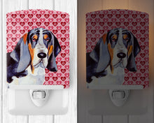 Load image into Gallery viewer, Basset Hound Hearts Love and Valentine's Day Portrait Ceramic Night Light LH9147CNL