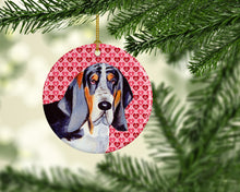 Load image into Gallery viewer, Basset Hound Valentine's Love and Hearts Ceramic Ornament